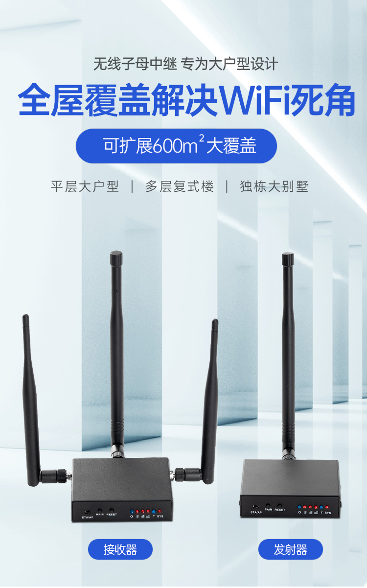 圖傳方案定制全屋覆蓋無(wú)死角】無(wú)線(xiàn)WiFi子母中繼WIFI門(mén)鈴WIFI攝像頭中繼大戶(hù)型復(fù)式別墅可穿上下樓